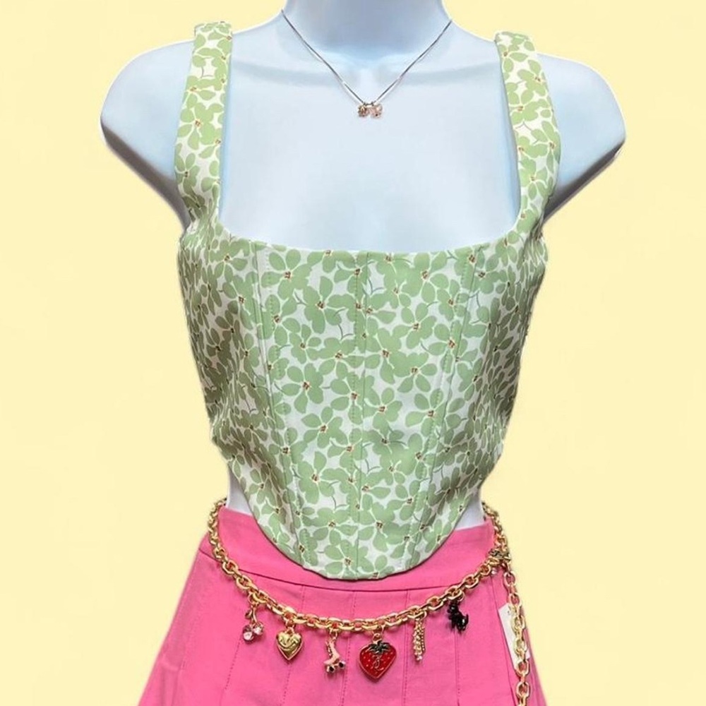 Princess Polly Green Floral Women's Top